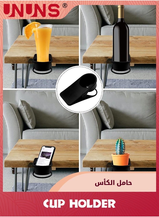 UNUNS - Drinking Cup Holder,Chair And Table Bottle Cup Stand With Clip,DIY Clamp Storage Saucer Clip,Water Coffee Mug Holder Saucer Clip Design For Home Office,Black - Image 1