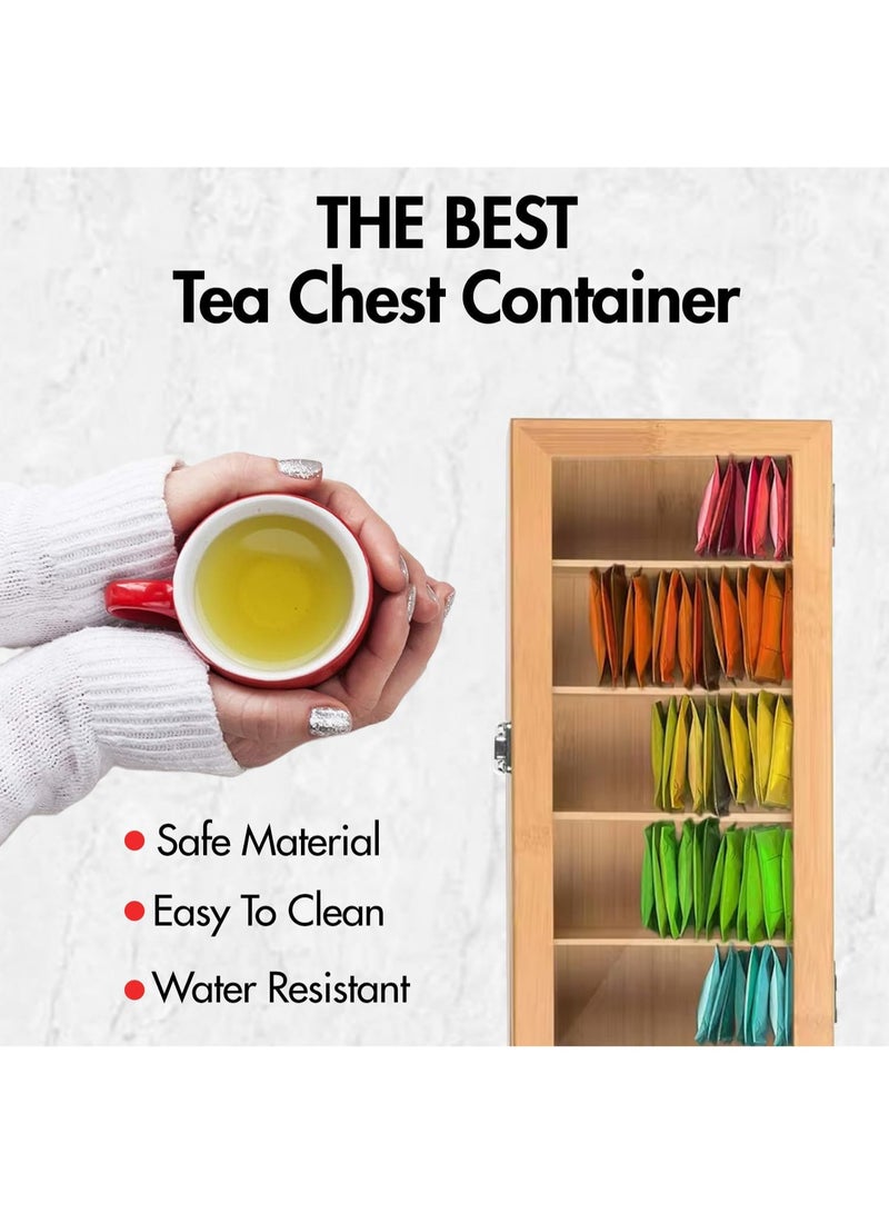 Tea Bag Organizer, Storage Box with Transparent Hinged Lid, Coffee and Tea Organizer for Kitchen Pantry Cabinets and Countertops, Holder for Tea Bags, Coffee, Sugar Packets, Condiments, Small Packets  - Image 2