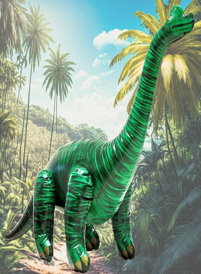 جيت كرييشنز ديناصور براكيوصور وبرونتوصور قابل للنفخ من جيت كرييشنز، مقاس 28 بوصة ارتفاعًا × 48 بوصة طولًا، لون أخضر غابي كلاسيكي، حيوان ما قبل التاريخ من العصر الجوراسي، دعامة للتصوير، مناسب لبرامج المدارس الصيفية، تميمة فريق مشجعي المباريات، قطعة واحدة - Image 4