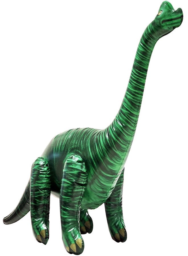 جيت كرييشنز ديناصور براكيوصور وبرونتوصور قابل للنفخ من جيت كرييشنز، مقاس 28 بوصة ارتفاعًا × 48 بوصة طولًا، لون أخضر غابي كلاسيكي، حيوان ما قبل التاريخ من العصر الجوراسي، دعامة للتصوير، مناسب لبرامج المدارس الصيفية، تميمة فريق مشجعي المباريات، قطعة واحدة - Image 1