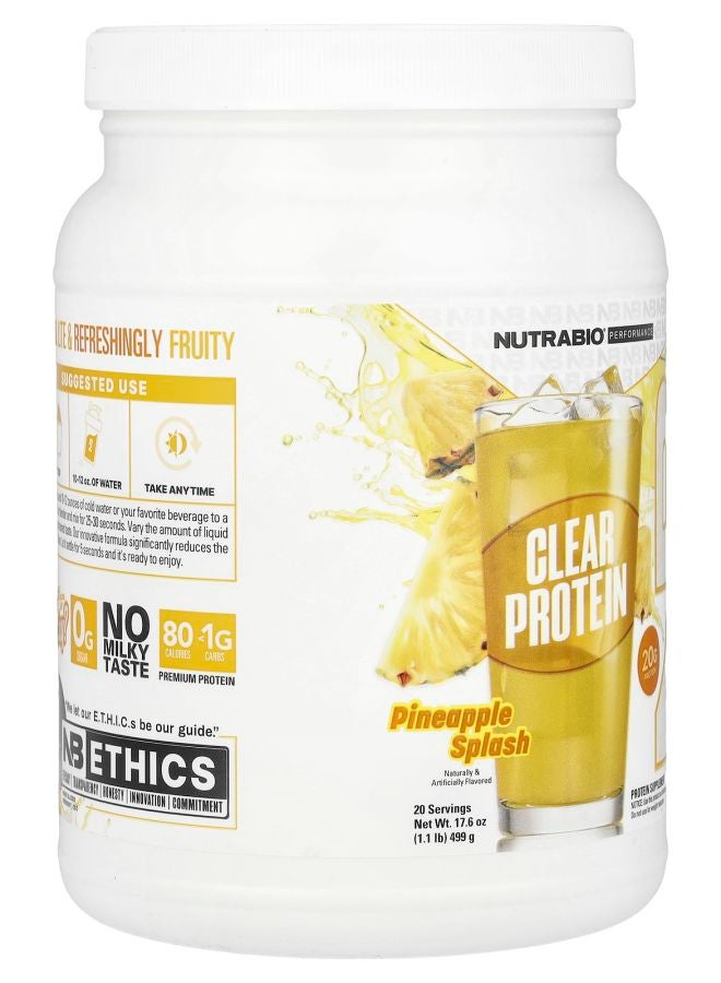NutraBio Performance Clear Protein Pineapple Splash 1.1 lb (499 g) - Image 2