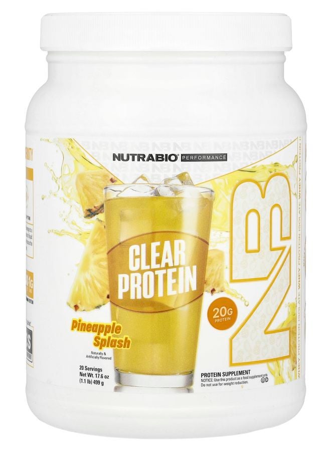 NutraBio Performance Clear Protein Pineapple Splash 1.1 lb (499 g) - Image 1
