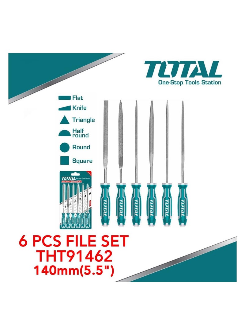 TOTAL 6 Pcs File Set 140mm Length 3mm Diameter 6 Types Industrial File Set - Image 2