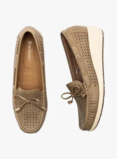 Le Confort Textured Slip-On Mocassins with Bow Detail