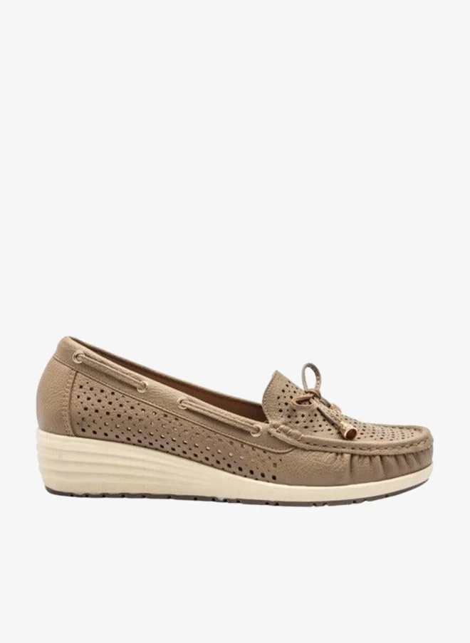 Le Confort Textured Slip-On Mocassins with Bow Detail