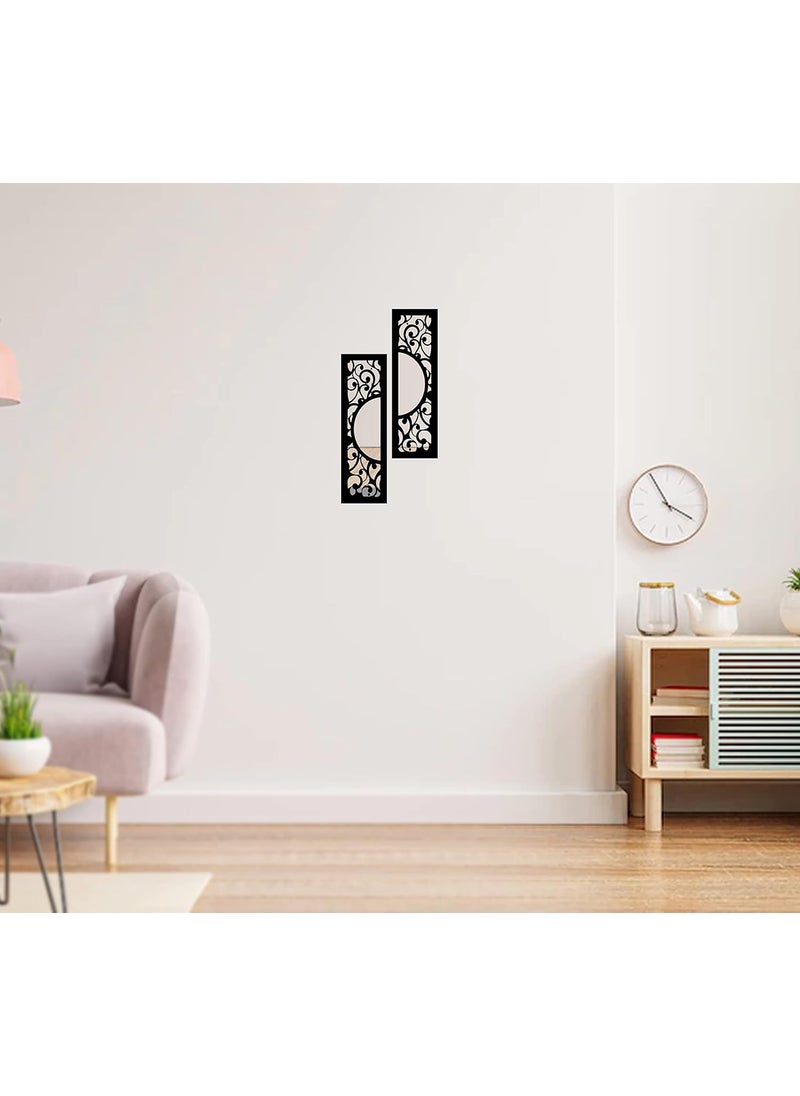 Creative Arts n Frames Creative Arts n Frames Wall Dcor Hand Crafted Wooden Wall Mirror Panel or Jharokha for Living Room Bedroom Lobby Modern Wall Panels for Wall Decor Set of 2 4x12 inch Panel Eclectic  - Image 3