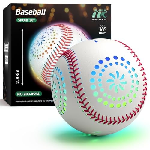 HYES Light up Baseball with LED Rechargeable 9 Lighting Modes Glow in The Dark Baseball Gifts for Boys 812 Official Size Leather Weighted Balls for Day Night Indoor Outdoor Sport Game - Image 1