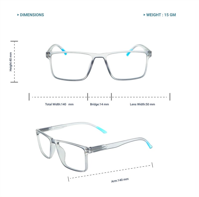 Lens+ Lensplus Square TR Full Rim Eyeglasses with Blue Cut Lightweight Unisex Eyewear for Men & Women | Stylish Computer & Daily Use Frame - Image 5