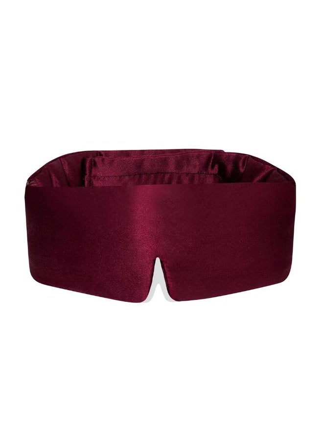 100% Silk Sleep Mask – Adjustable Eye Mask for Women & Men, Blackout for Travel, Rest & Office, Large Size (Burgundy) - Image 1