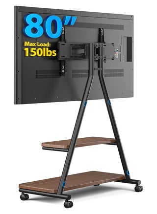 Mobile TV Stand for 43-80 Inch TVs up to 150lbs, Mobile TV Cart on Wheels with Dual Storage Shelves, Outdoor TV Stand with Tilt & Swivel Adjustment for Optimal Viewing Angles, Heavy Duty Rolling TV Stand with VESA 600 x 400 mm, Black | MT6001 - pzsku/ZAFB5A022DF4C70DD9E67Z/45/1742210711/cf55c1e3-8fb7-4ca7-a252-05e36237c0a1