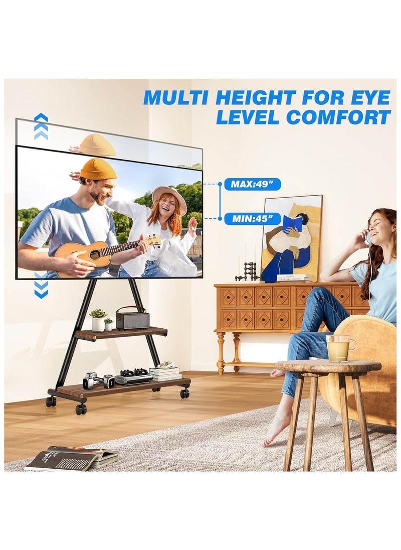 Rfiver - Mobile TV Stand for 43-80 Inch TVs up to 150lbs, Mobile TV Cart on Wheels with Dual Storage Shelves, Outdoor TV Stand with Tilt & Swivel Adjustment for Optimal Viewing Angles, Heavy Duty Rolling TV Stand with VESA 600 x 400 mm, Black | MT6001 - Image 1