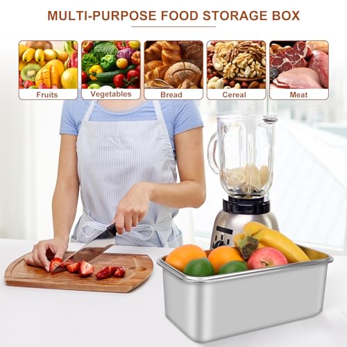 Delavala Stainless Steel Food Storage Box with Large Capacity and Lid Sealed Fridge Food Storage Container Kitchen Organiser Metal Food Container with Lid - Image 4