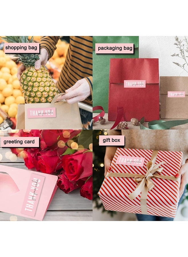 ملصقات شكر على طلبك مقاس 1 × 3 بوصة، ملصقات شكر وردية للشركات الصغيرة، تغليف للشركات الصغيرة، طلب، ديكور، هدايا، لفافتان - Image 4