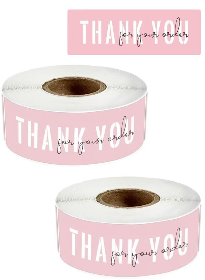 ملصقات شكر على طلبك مقاس 1 × 3 بوصة، ملصقات شكر وردية للشركات الصغيرة، تغليف للشركات الصغيرة، طلب، ديكور، هدايا، لفافتان - Image 1