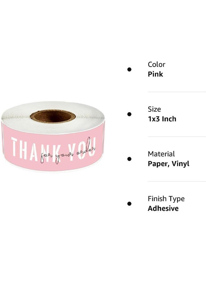 ملصقات شكر على طلبك مقاس 1 × 3 بوصة، ملصقات شكر وردية للشركات الصغيرة، تغليف للشركات الصغيرة، طلب، ديكور، هدايا، لفافتان - Image 3