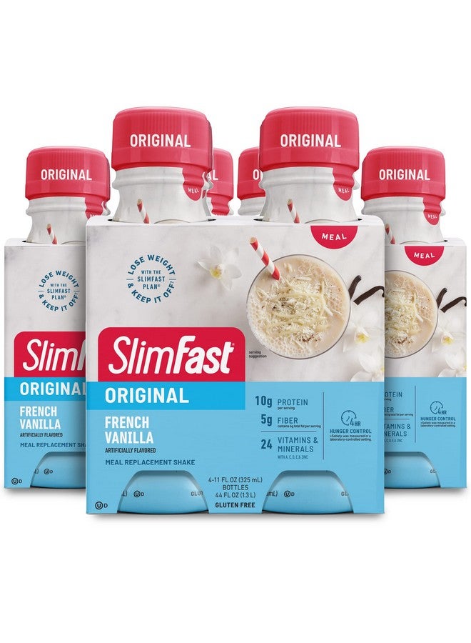 SlimFast Meal Replacement Shake, Original French Vanilla, 10g of Ready to Drink Protein, 11 Fl. Oz Bottle, 4 Count (Pack of 3) (Packaging May Vary) - Image 1
