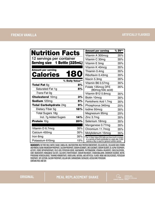 SlimFast Meal Replacement Shake, Original French Vanilla, 10g of Ready to Drink Protein, 11 Fl. Oz Bottle, 4 Count (Pack of 3) (Packaging May Vary) - Image 3