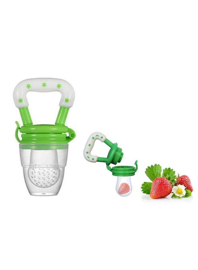 Safe-O-Kid Pack Of 1Bpa Free; Veggie Feed Nibbler; Fruit Nibbler;Silicone Food; Soft Pacifier;Feeder For Baby (S Size For 4 6 Months Babies)Green - Image 1