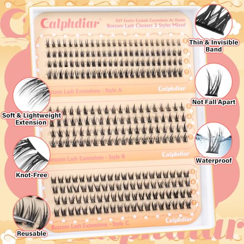 calphdiar Bottom Lashes Clusters DIY Eyelash Extension 3 Styles Lower Eyelash Clusters Bottom Individual Lashes 5-7mm Thin Band Natural Bottom Lash Clusters 260pcs DIY Entire Lash Extensions by calphdiar - Image 4