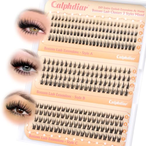 calphdiar Bottom Lashes Clusters DIY Eyelash Extension 3 Styles Lower Eyelash Clusters Bottom Individual Lashes 5-7mm Thin Band Natural Bottom Lash Clusters 260pcs DIY Entire Lash Extensions by calphdiar - Image 1