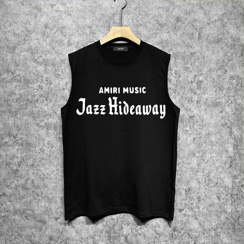 Amiri Trendy Brand Vintage American Washed Printed Waistcoat For Men And Women - Image 1