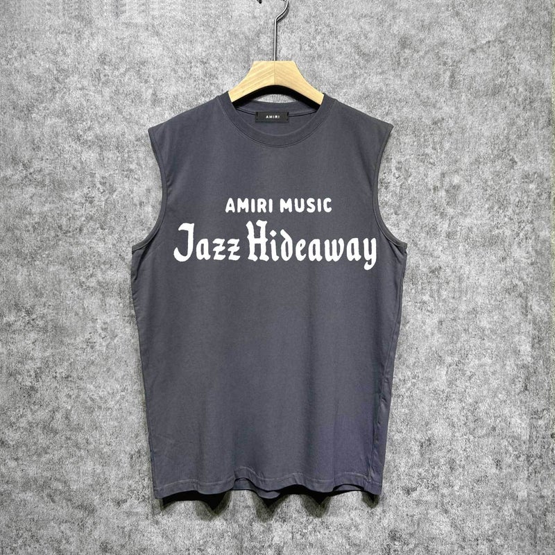 Amiri Trendy Brand Vintage American Washed Printed Waistcoat For Men And Women - Image 4