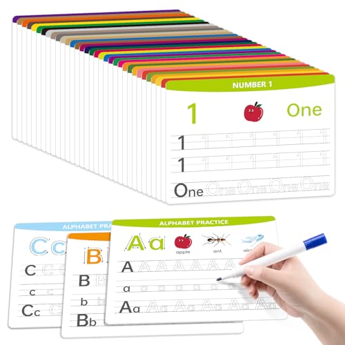 WEIZHEN Alphabet Number Practice Dry Erase Boards AZ Letters Numbers 110 Perfect for Preschool Homeschool Kindergarten DoubleSided 18 Sheets 36 Pages 11x85 Educational Tool - Image 1