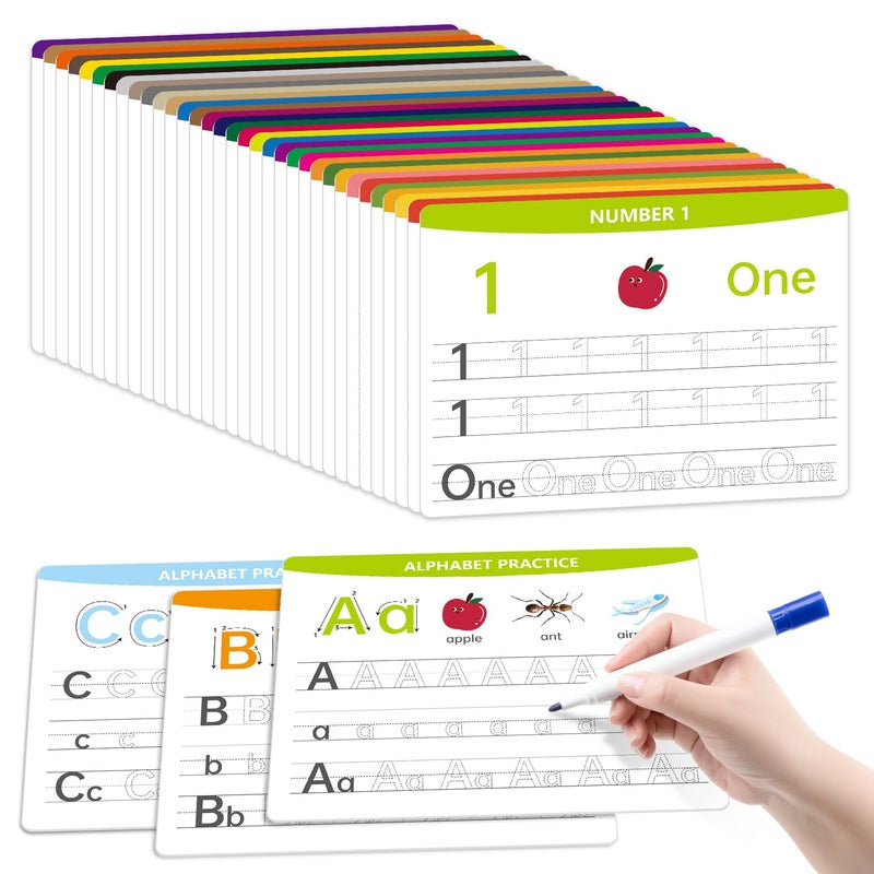 WEIZHEN Alphabet Number Practice Dry Erase Boards AZ Letters Numbers 110 Perfect for Preschool Homeschool Kindergarten DoubleSided 18 Sheets 36 Pages 11x85 Educational Tool - Image 2