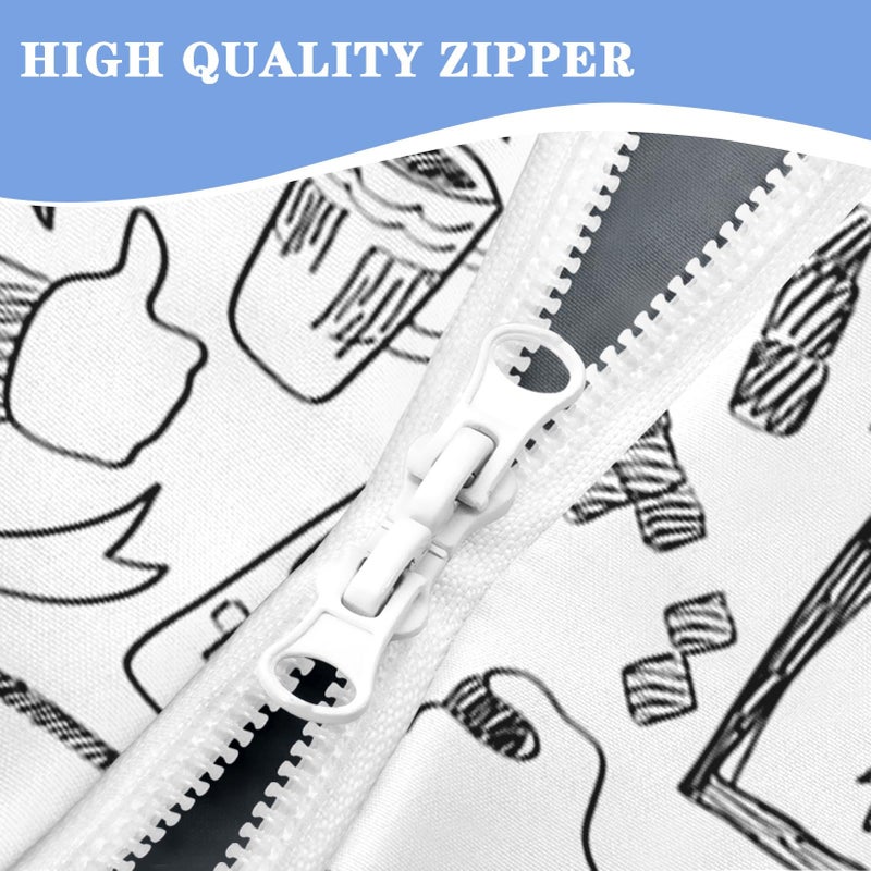 Nesker Twin Zipper Bedding, Gaming Zipper Bedding Sets for Boys, 3pcs All in on one, Computer Games Doodles Gamer Kids Comforter Set with Fitted Sheet and 2 Pillowcases - Image 3