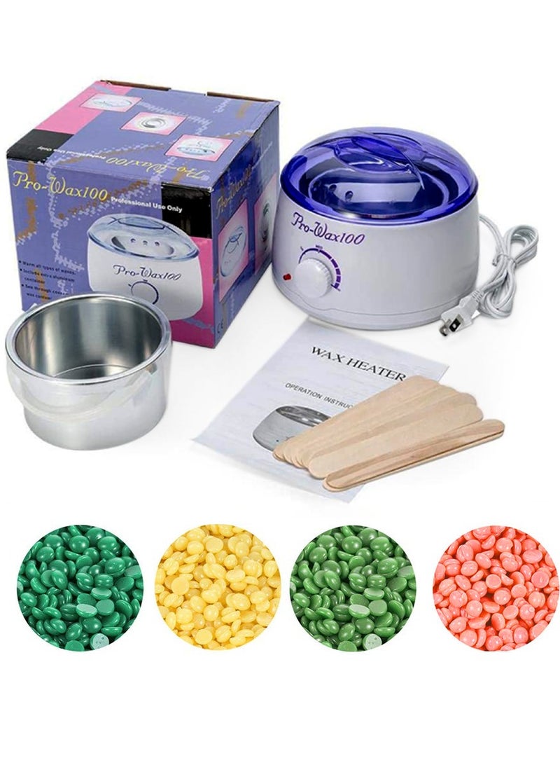 Pro-Wax100 Electric Hair Removal Wax Heater (Multicolour) with Hair Removal Hot Wax  and 10 Wooden Sticks (No Waxing Paper Needed) - Image 1