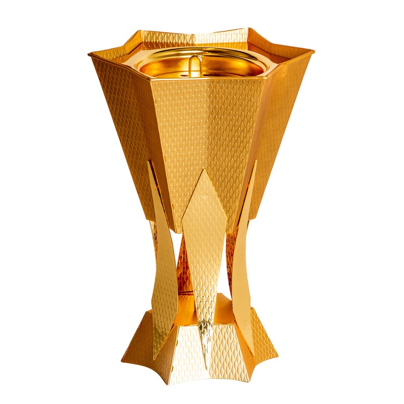 Soleter Incense Burner Arabian Style Holder for Home, Yoga, Meditation, Aromatherapy – Creative Living Room Decor, Golden Metal, 12 x 8 x 6 cm - Image 1