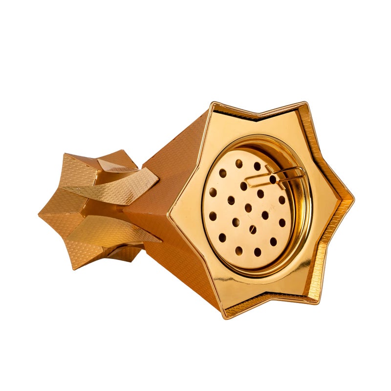 Soleter Incense Burner Arabian Style Holder for Home, Yoga, Meditation, Aromatherapy – Creative Living Room Decor, Golden Metal, 12 x 8 x 6 cm - Image 3