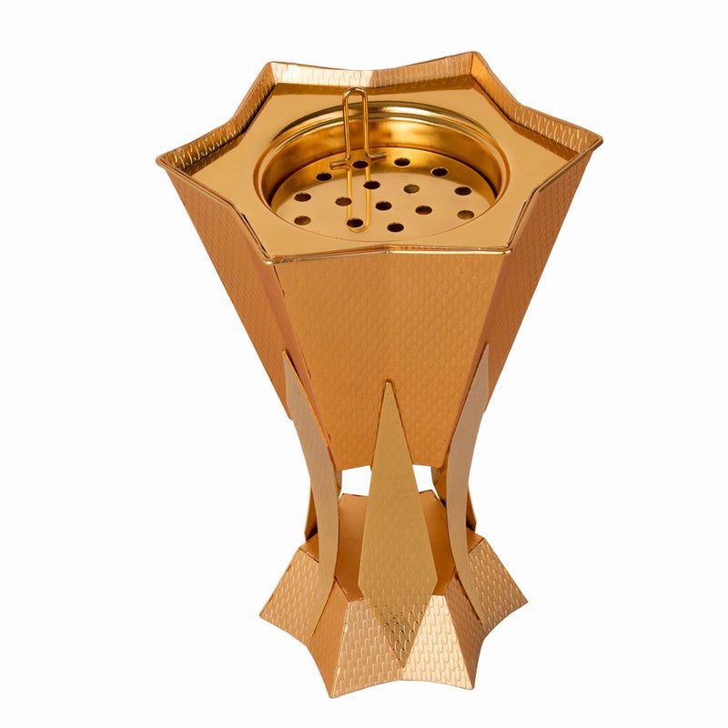 Soleter Incense Burner Arabian Style Holder for Home, Yoga, Meditation, Aromatherapy – Creative Living Room Decor, Golden Metal, 12 x 8 x 6 cm - Image 2