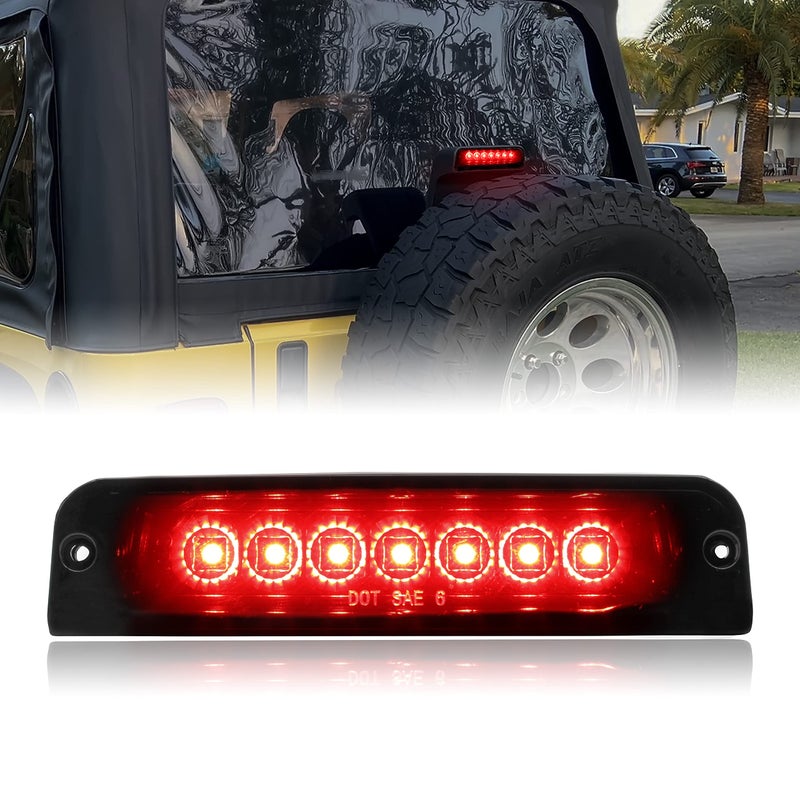 KEWISAUTO ضوء الفرامل الثالث LED من كيويس أوتو لرانجلر TJ 97-06، ضوء توقف مركزي أسود مدخن مثبت عالي لجيب رانجلر TJ 1997-2006 ملحقات (1PCS، 55055280AB، 04864833، 55055279، 55055280) - Image 1