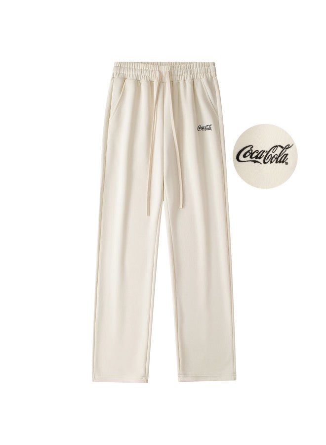 Coca-cola Casual Pants For Men, Summer Ice Silk Sweatpants, Loose Straight-leg Trousers For Couples, Light Apricot Color, Regular Size, S - Image 1