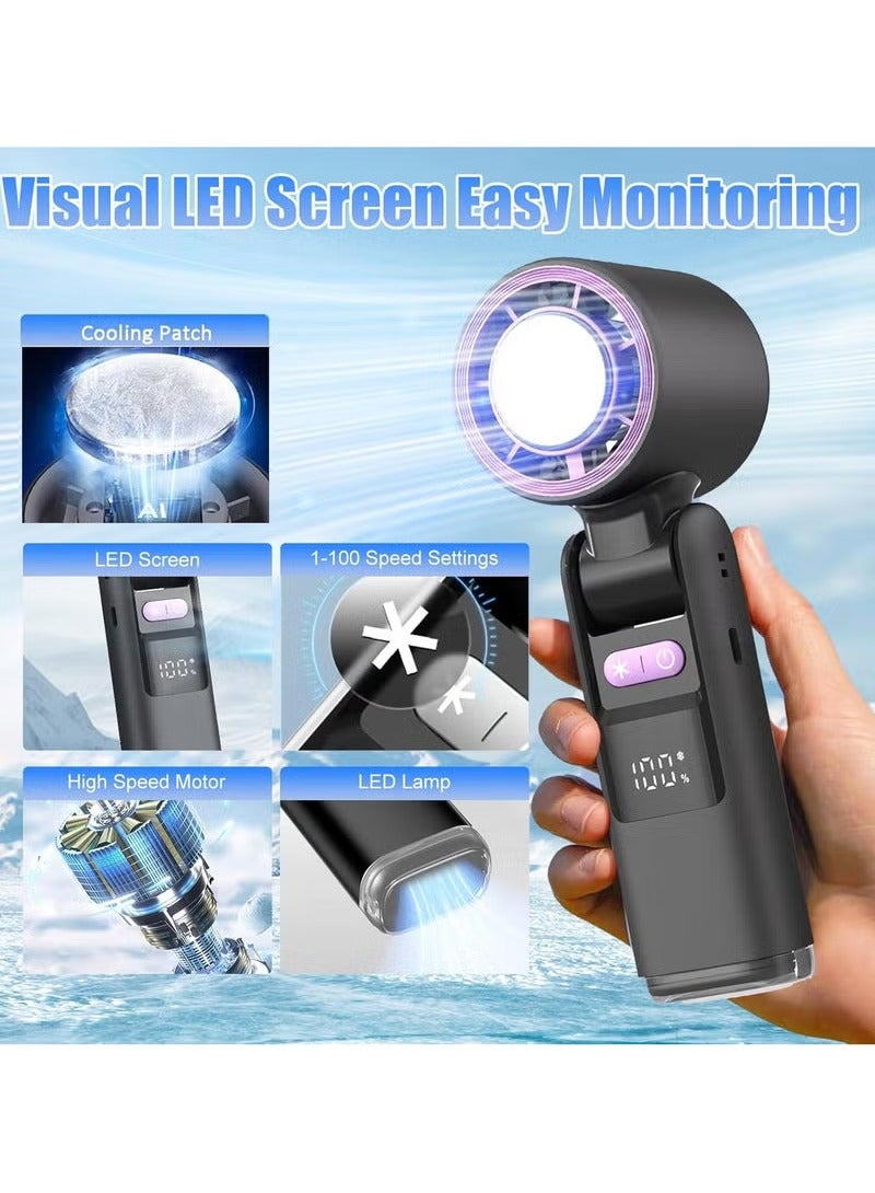 ALASAMCO Portable Handheld Fan, Speed(1-100) Adjustable Mini Turbo Fans, 4000mAh Battery USB Rechargeable Personal Fans, LED Digital Display, 3 IN 1 Foldable Fan with Night Light for Travel/Camping/Outdoor/O - Image 2