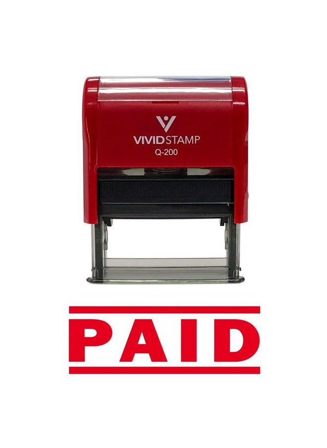 Vivid Stamp Paid Self Inking Rubber Stamp (Red) - Medium  - Image 1
