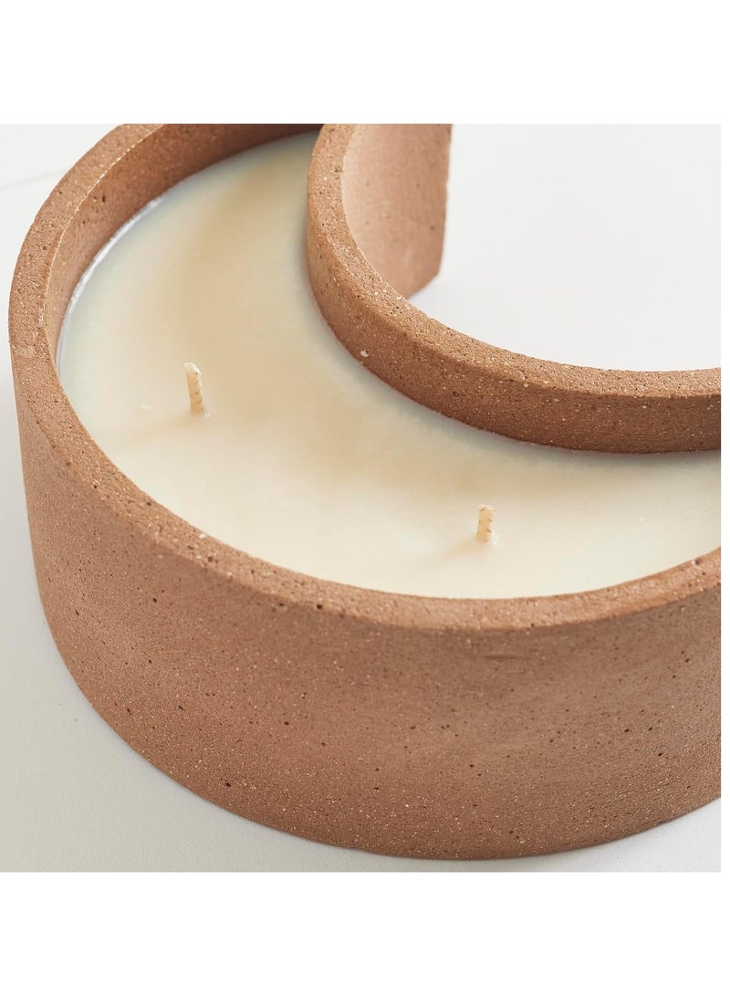 INNARA Jasmine Scented Brown Moon-Shaped Concrete Base Candle, 400 g - Ramadan Collection, Eco-Friendly, 100% Soy Wax, Paraffin-Free, Clean Burn, Made from Recycled Materials - Image 3