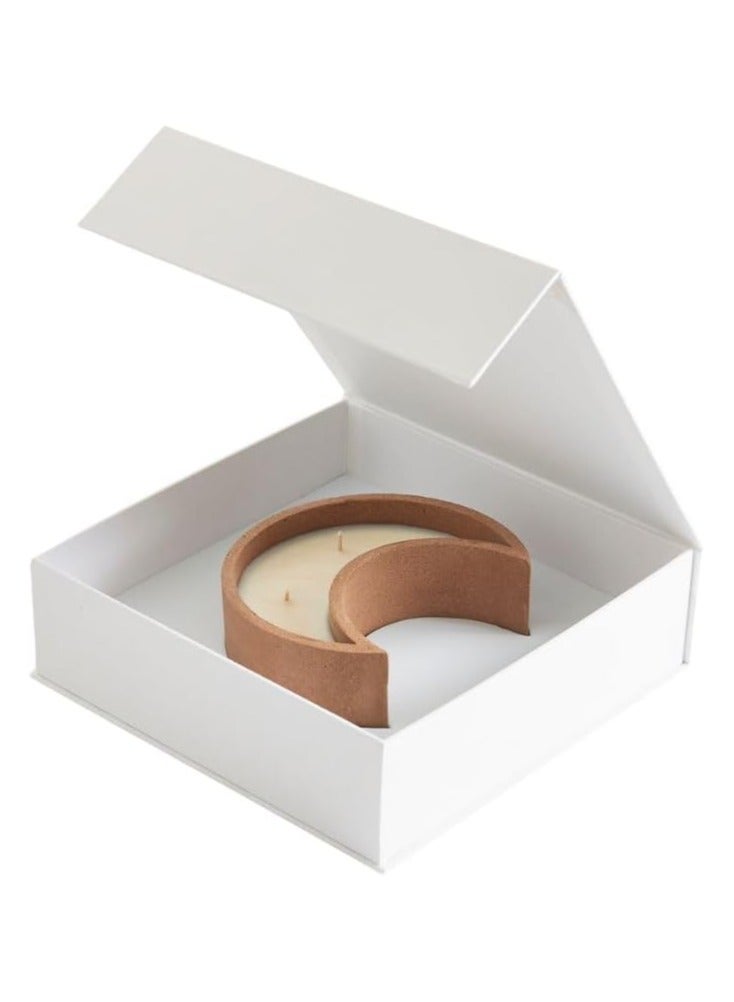INNARA Jasmine Scented Brown Moon-Shaped Concrete Base Candle, 400 g - Ramadan Collection, Eco-Friendly, 100% Soy Wax, Paraffin-Free, Clean Burn, Made from Recycled Materials - Image 4