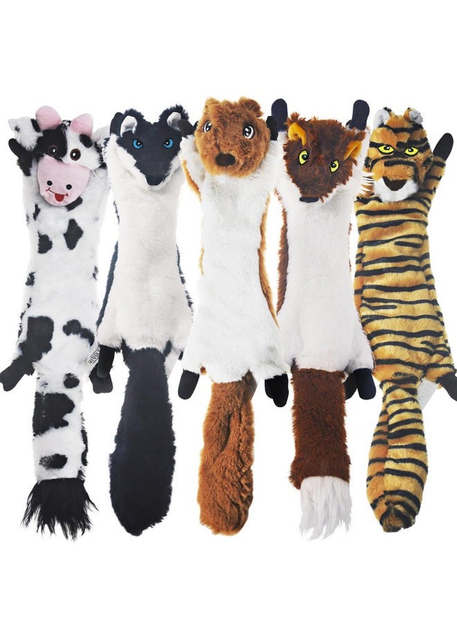 SHARLOVY - Dog Squeaky Toys 5 Pack, Pet Toys Crinkle Dog Toy No Stuffing Animals Dog Plush Toy Dog Chew Toy For Large Dogs And Medium Dogs Squeeky Doggie Toys 5 Pack For Large Dogs Multi-Colored - Image 1