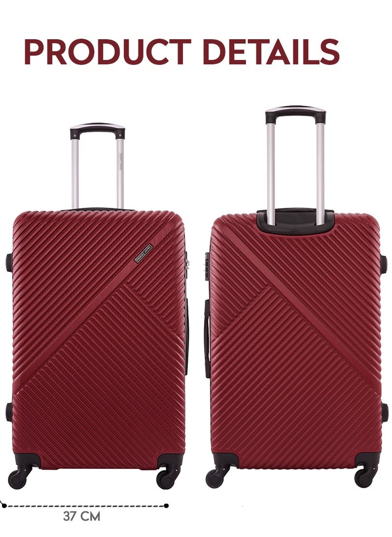 PARAJOHN Aurora Checked-In Luggage Medium (24-Inch) ABS Hard Case Trolley Bag with 4 Spinner Wheels and Lock - Burgundy  - Image 4