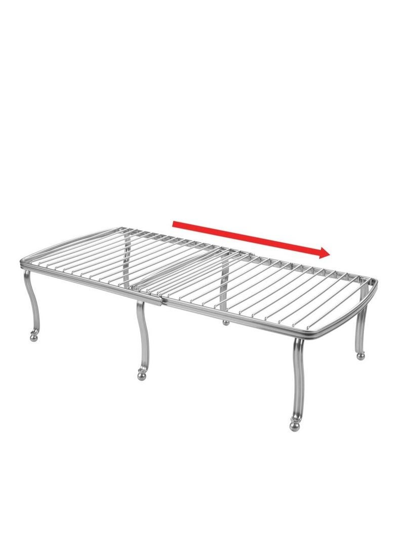 4basix Kitchen Storage Shelf Expandable Wire Metal Kitchen Cabinet Shelf Rack Countertop Cupboard Shelf Organizer Dish and Plate Storage Chrome - Image 4