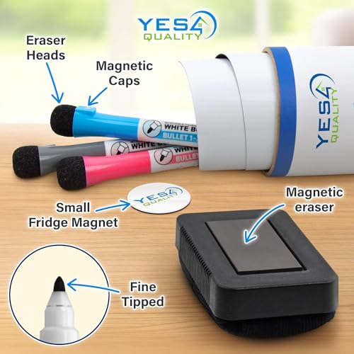 YES4QUALITY Magnetic Dry Erase White Board Sheet for Fridge 12x8 in, with Stain Resistant Technology, Includes 3 Markers and Big Eraser with Magnets, Small Refrigerator Whiteboard Planner - Image 3