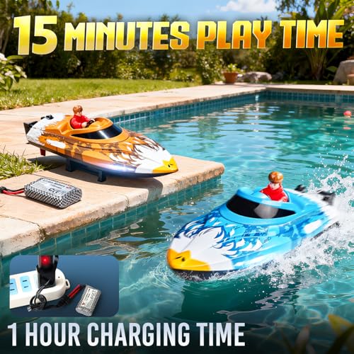 BEZGAR RC Boat 12 inch SelfRighting Remote Control Boat for Kids and Adults 25 KPH Fast RC Speed Boats with 700mAh Battery Ideal Waterproof Toy for Lakes Pools HJ822 Blue - Image 5