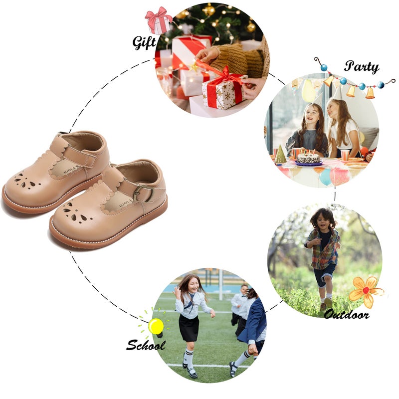 Felix & Flora Toddler Little Girl Nude Mary Jane Dress Shoes - Ballet Flats for Easter Flower Girl Party School Shoesï¼ˆNude,5 Toddler - Image 5