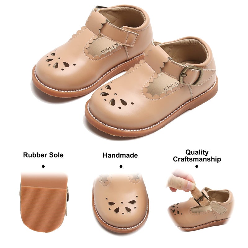 Felix & Flora Toddler Little Girl Nude Mary Jane Dress Shoes - Ballet Flats for Easter Flower Girl Party School Shoesï¼ˆNude,5 Toddler - Image 4