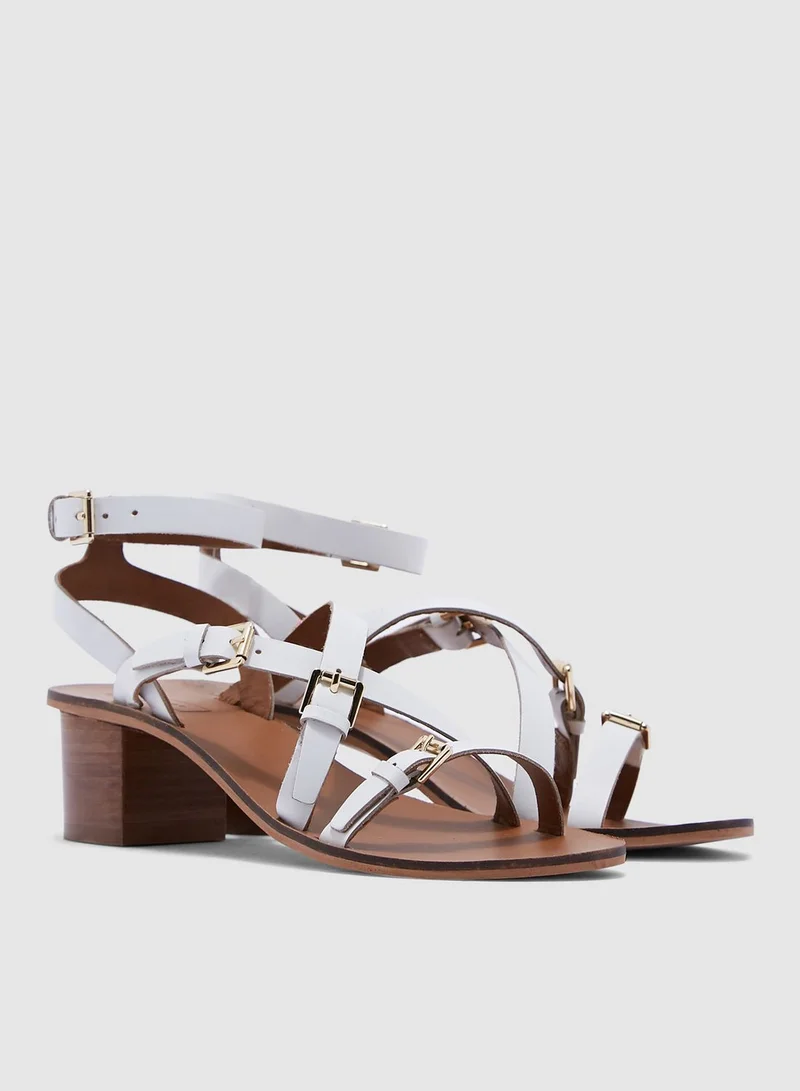 TOPSHOP Virgo White Buckle Sandals - White