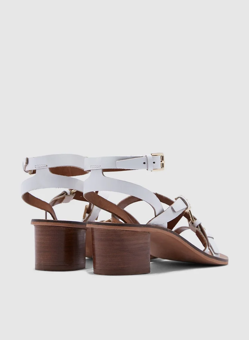 TOPSHOP Virgo White Buckle Sandals - White