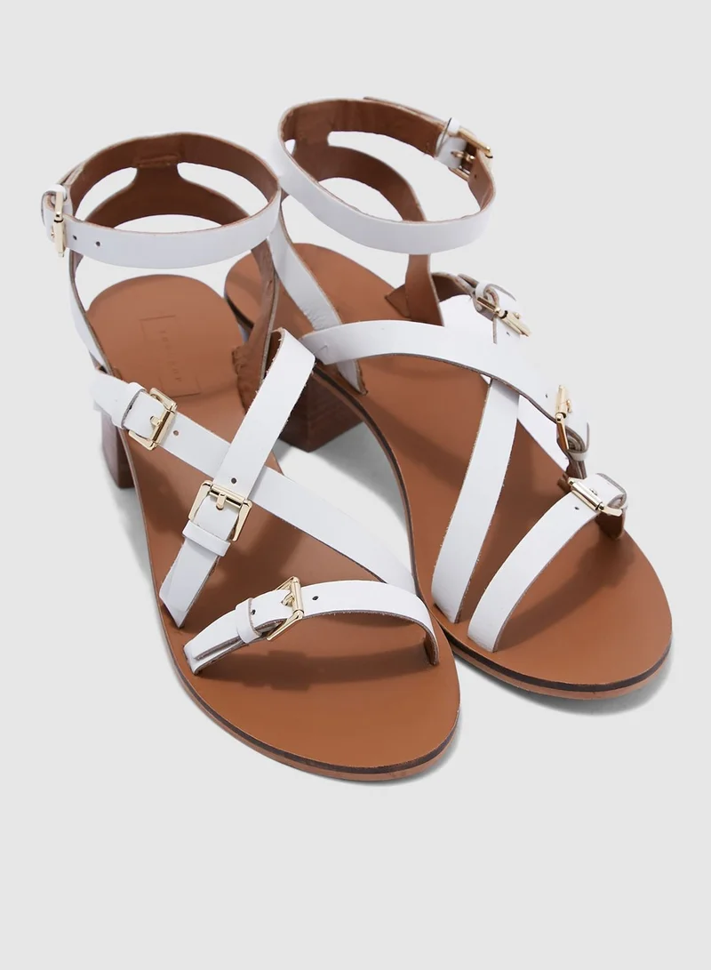 TOPSHOP Virgo White Buckle Sandals - White