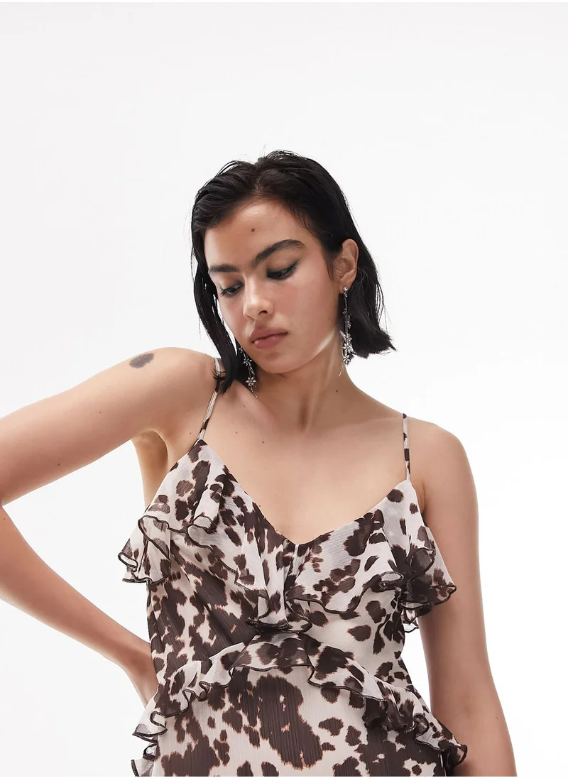 TOPSHOP Ruffle Detail Printed Dress